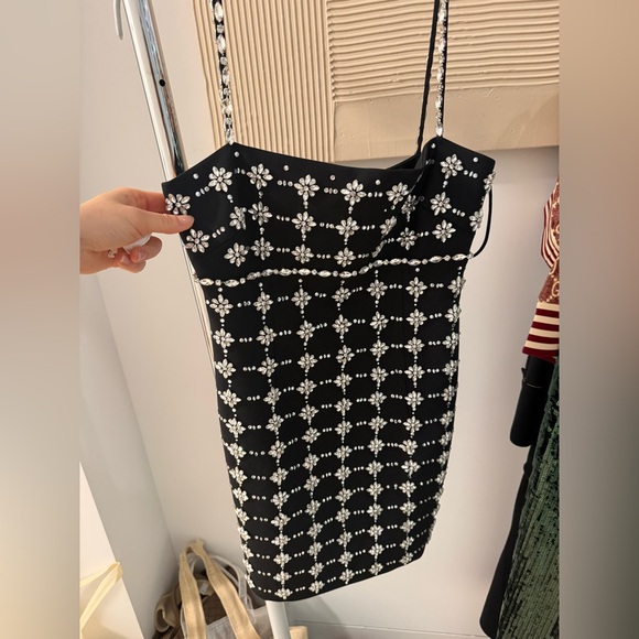 cinq a sept Dresses & Skirts - cinq a sept Black Mini Dress with White Beaded Floral Grid
